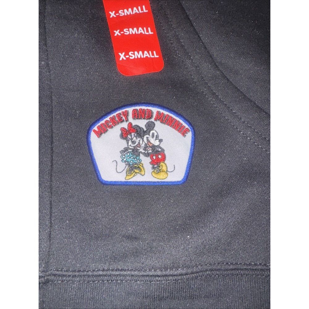Disney Hoodie Jacket Women's Size XS‎ Black Full Zip Mickey & Minnie Patches NEW - Picture 3 of 9